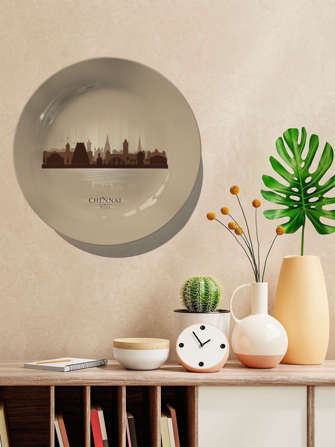 

ARTSPACE Beige & Brown Luxury Feel Chennai Ceramic Wall Plates