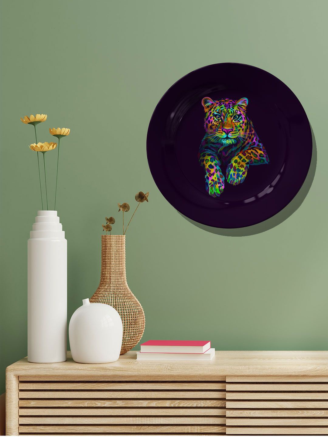 

ARTSPACE Black & Blue Tiger Pop Art Painting Wall Plate