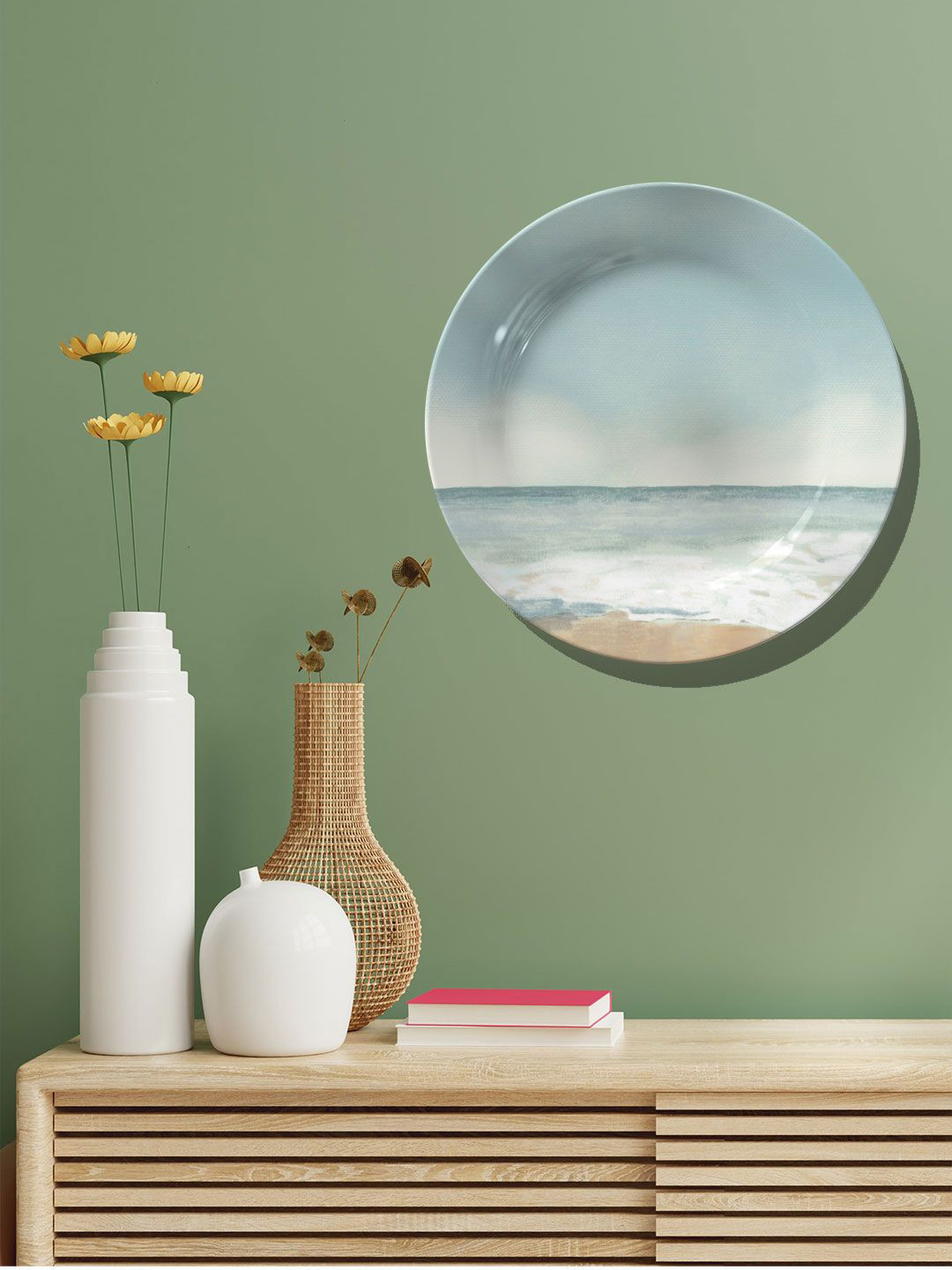 

ARTSPACE Blue & Beige Beach Printed Wall Decor Plate