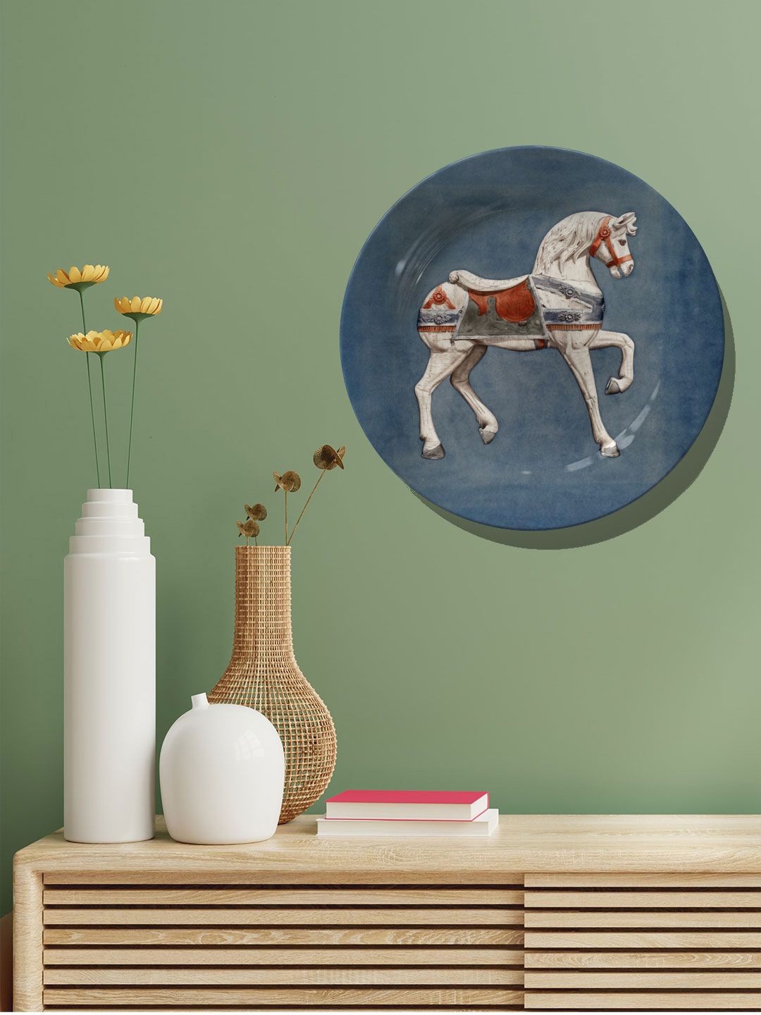 

ARTSPACE Blue & Beige Carousel Horse Wall Decor Plate