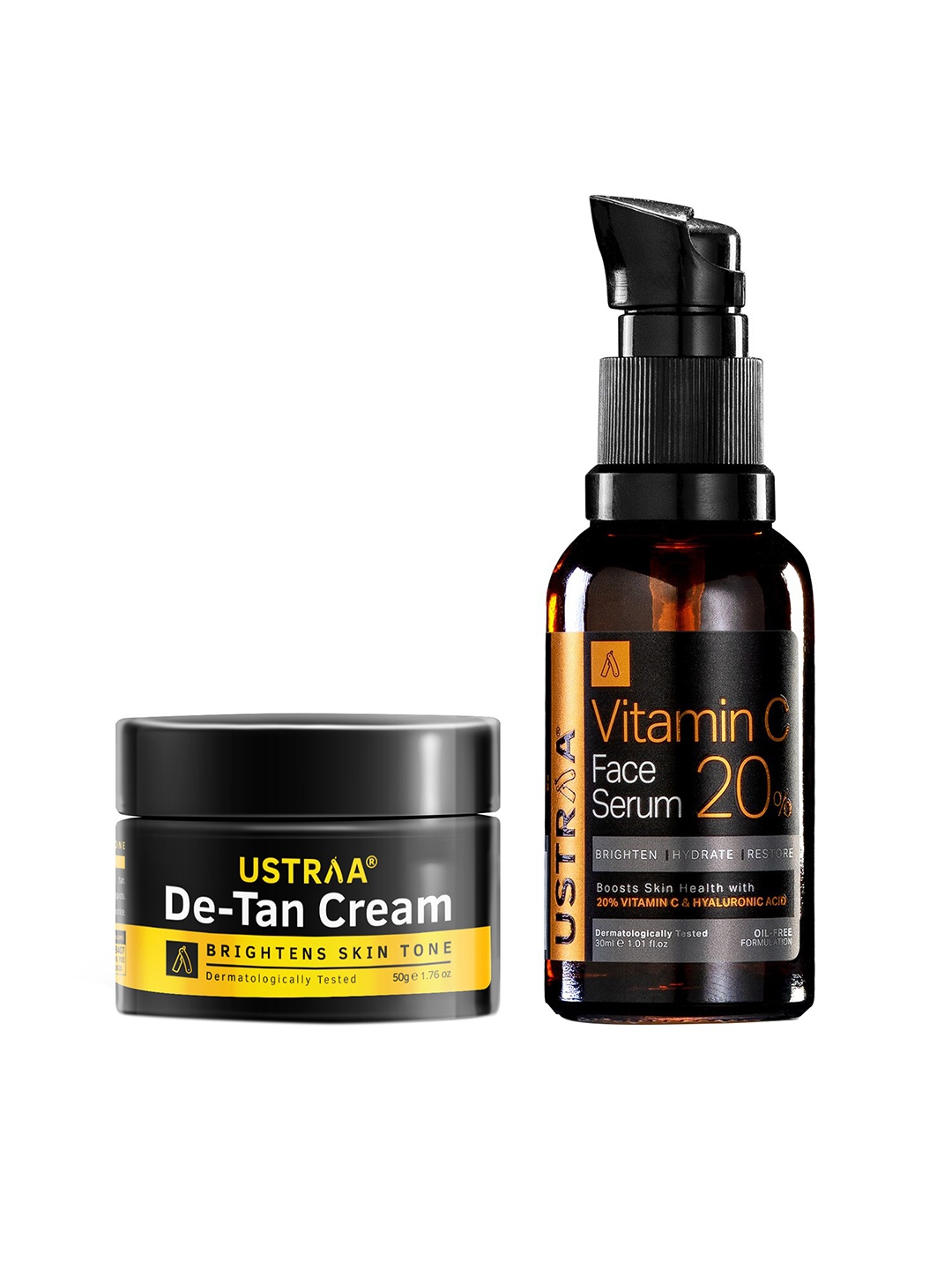 

Ustraa Men Set of Vitamin C Face Serum 30ml & De-Tan Face Cream 50g, Black