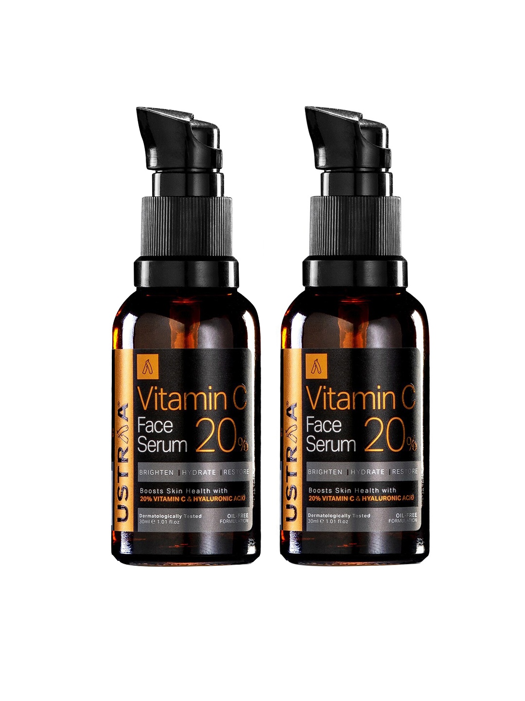 

Ustraa Men Set of 2 Vitamin C Face Serums with Hyaluronic Acid - 30ml each, Black