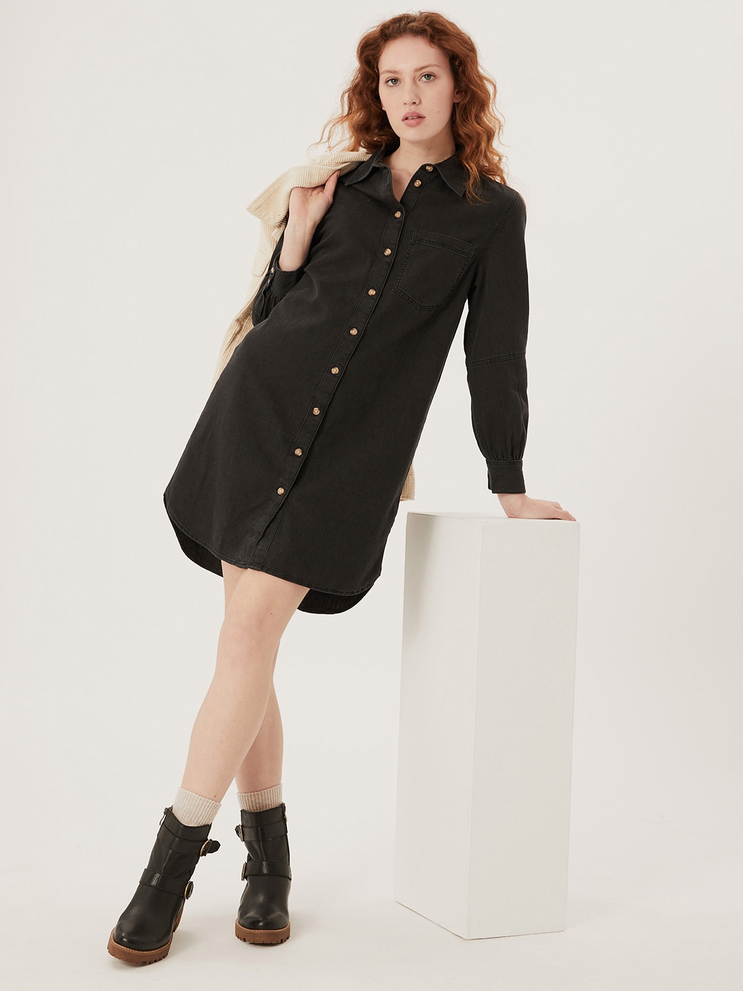 

Marks & Spencer Black Pure Cotton Denim Shirt Dress