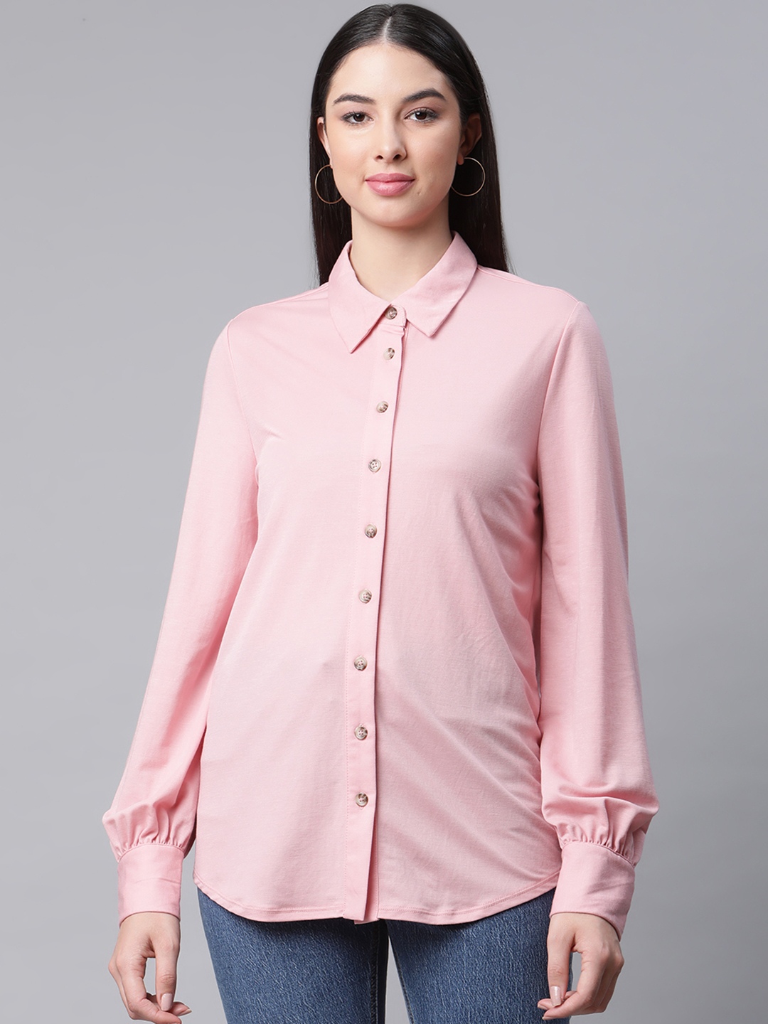 Marks & Spencer Women Pink Solid Casual Shirt - buy at the price of $21 ...