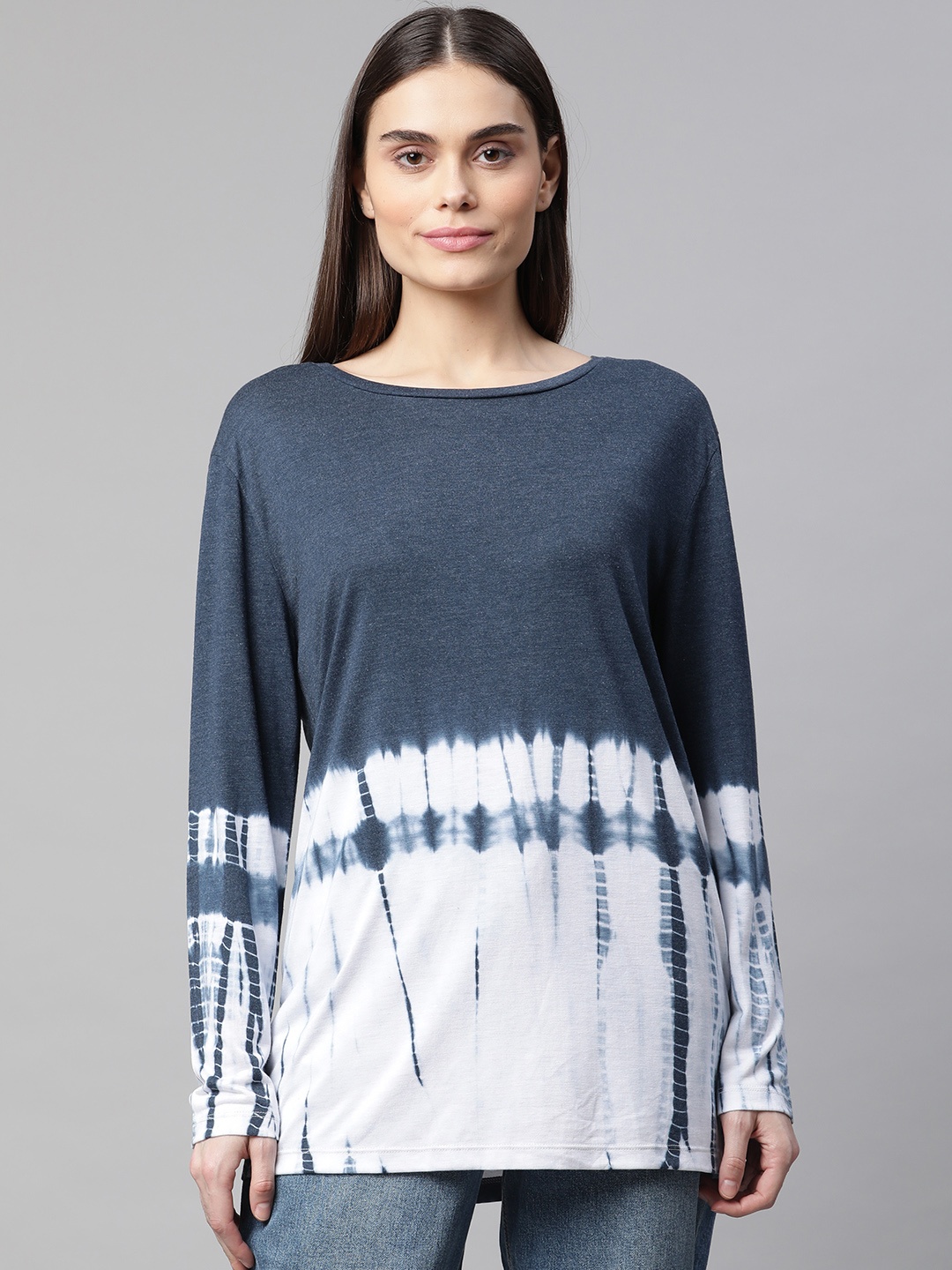 

Marks & Spencer Navy Blue & White Tie and Dye Top