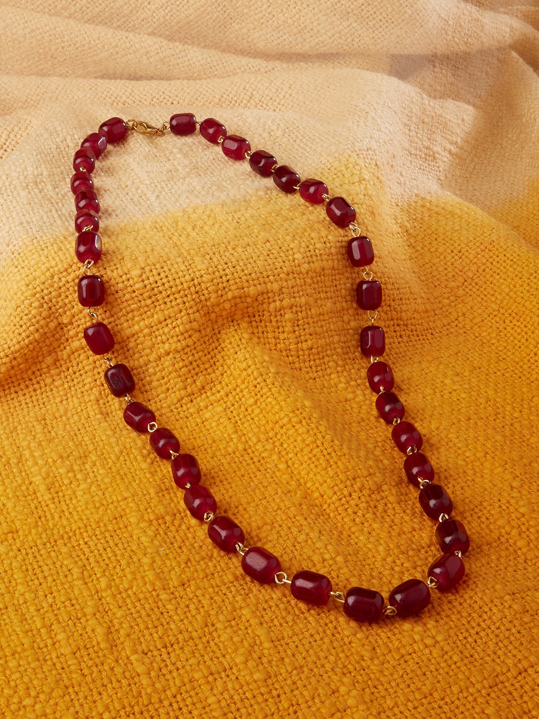 

Zaveri Pearls Gold-Toned & Maroon Gold-Plated Chain