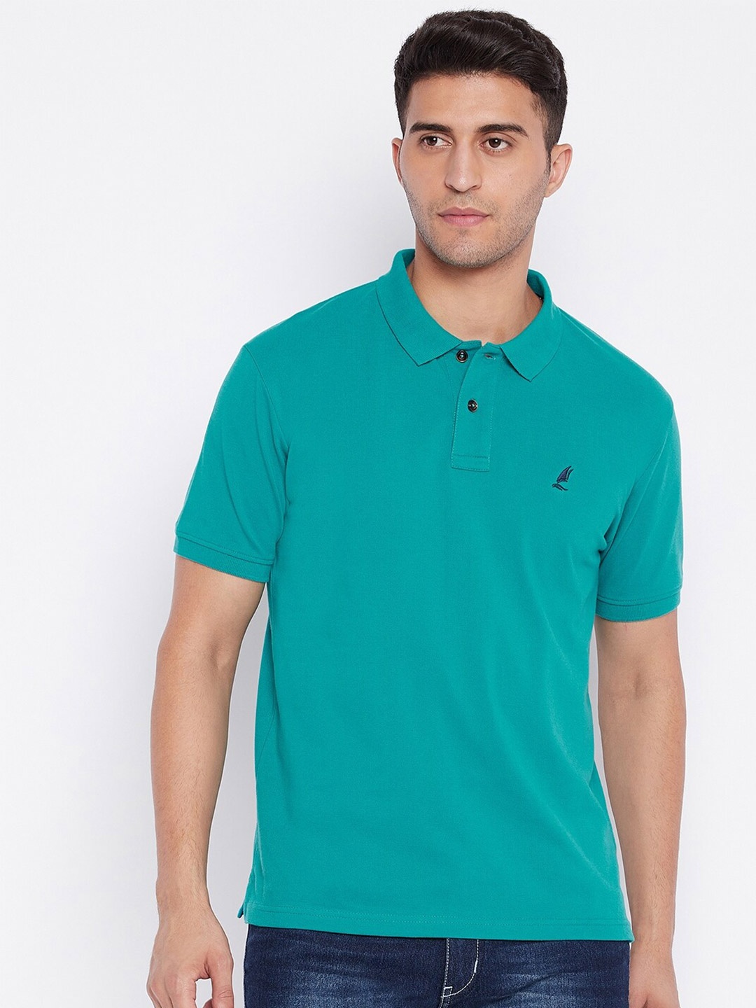 

HARBOR N BAY Men Green Printed V-Neck Applique T-shirt