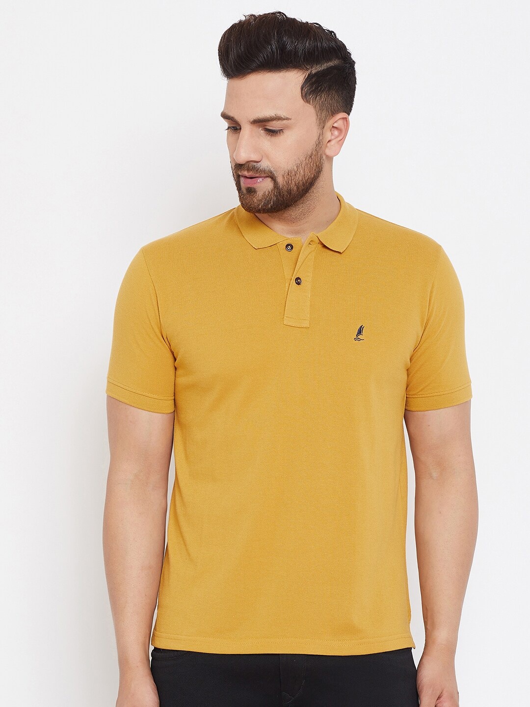 

HARBOR N BAY Men Mustard Yellow Polo Collar T-shirt