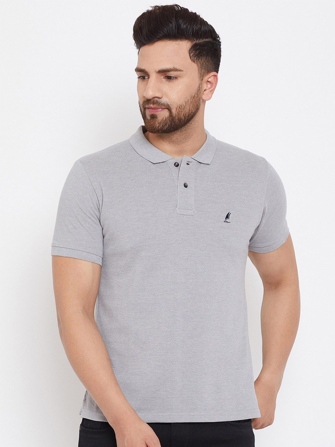 

HARBOR N BAY Men Grey Polo Collar T-shirt