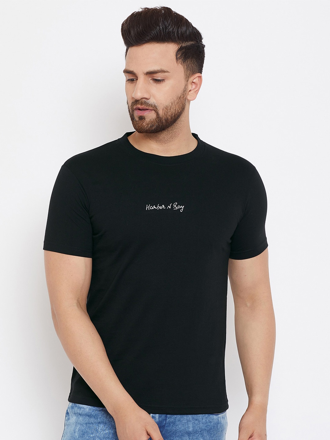 

HARBOR N BAY Men Black Typography T-shirt