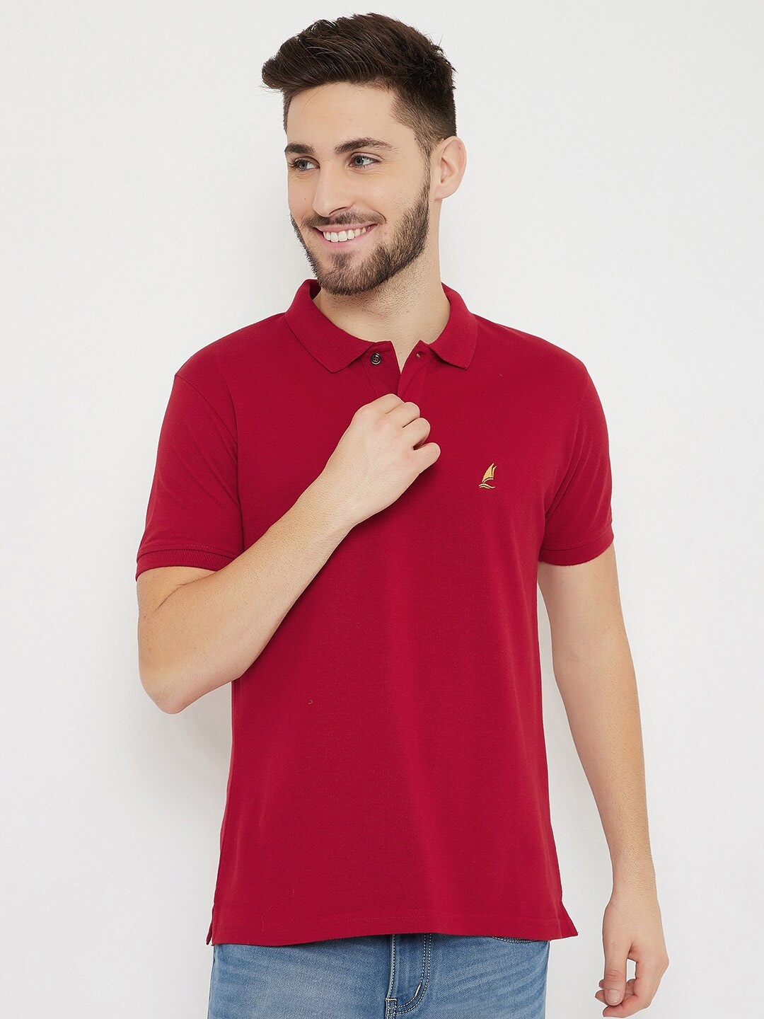 

HARBOR N BAY Men Red Polo Collar T-shirt