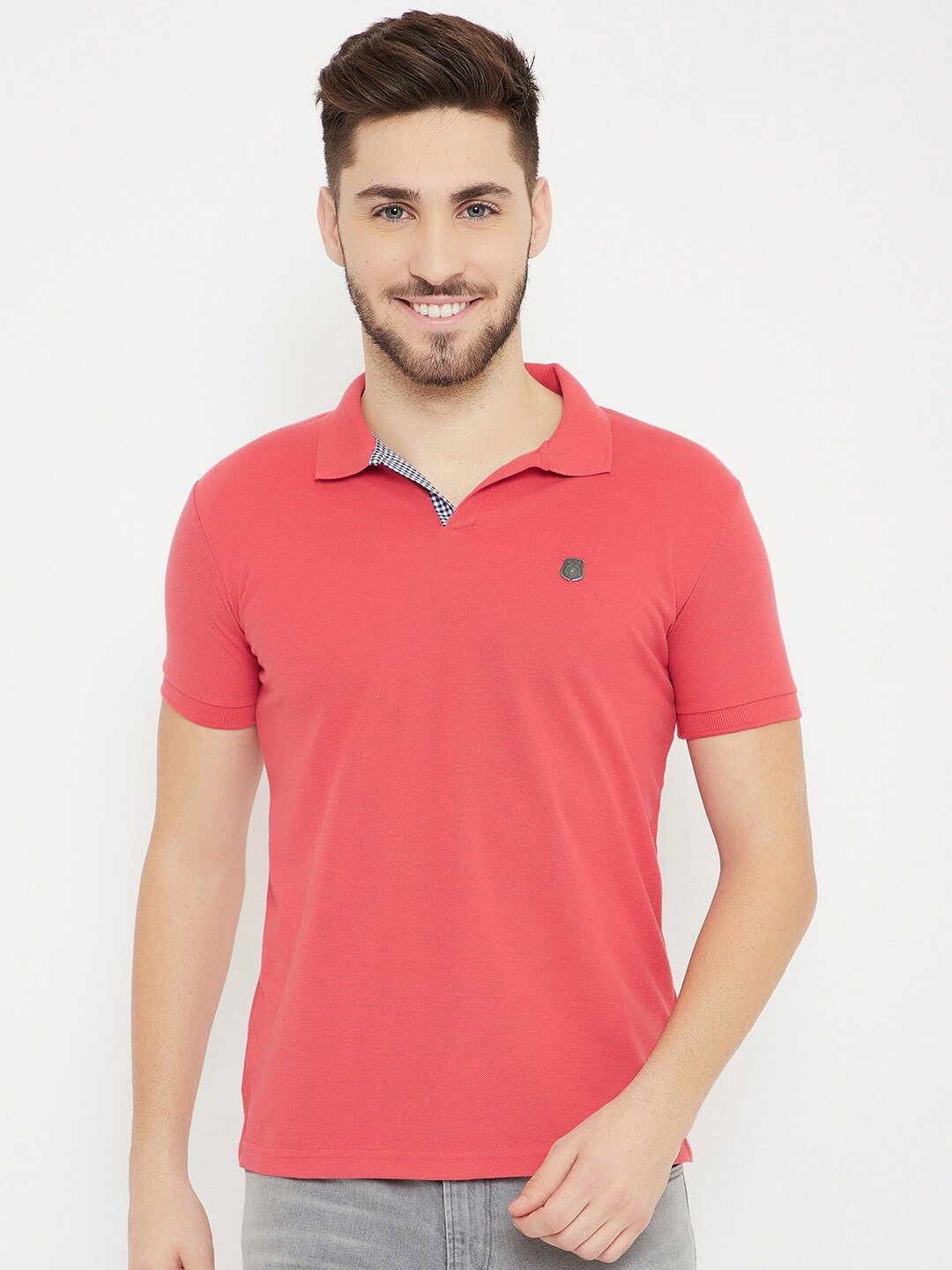 

HARBOR N BAY Men Peach-Coloured Applique T-shirt
