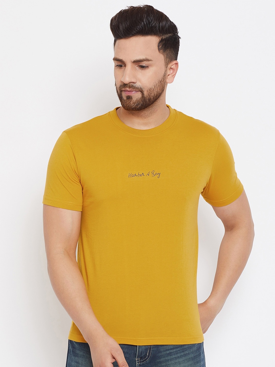 

HARBOR N BAY Men Mustard Yellow T-shirt