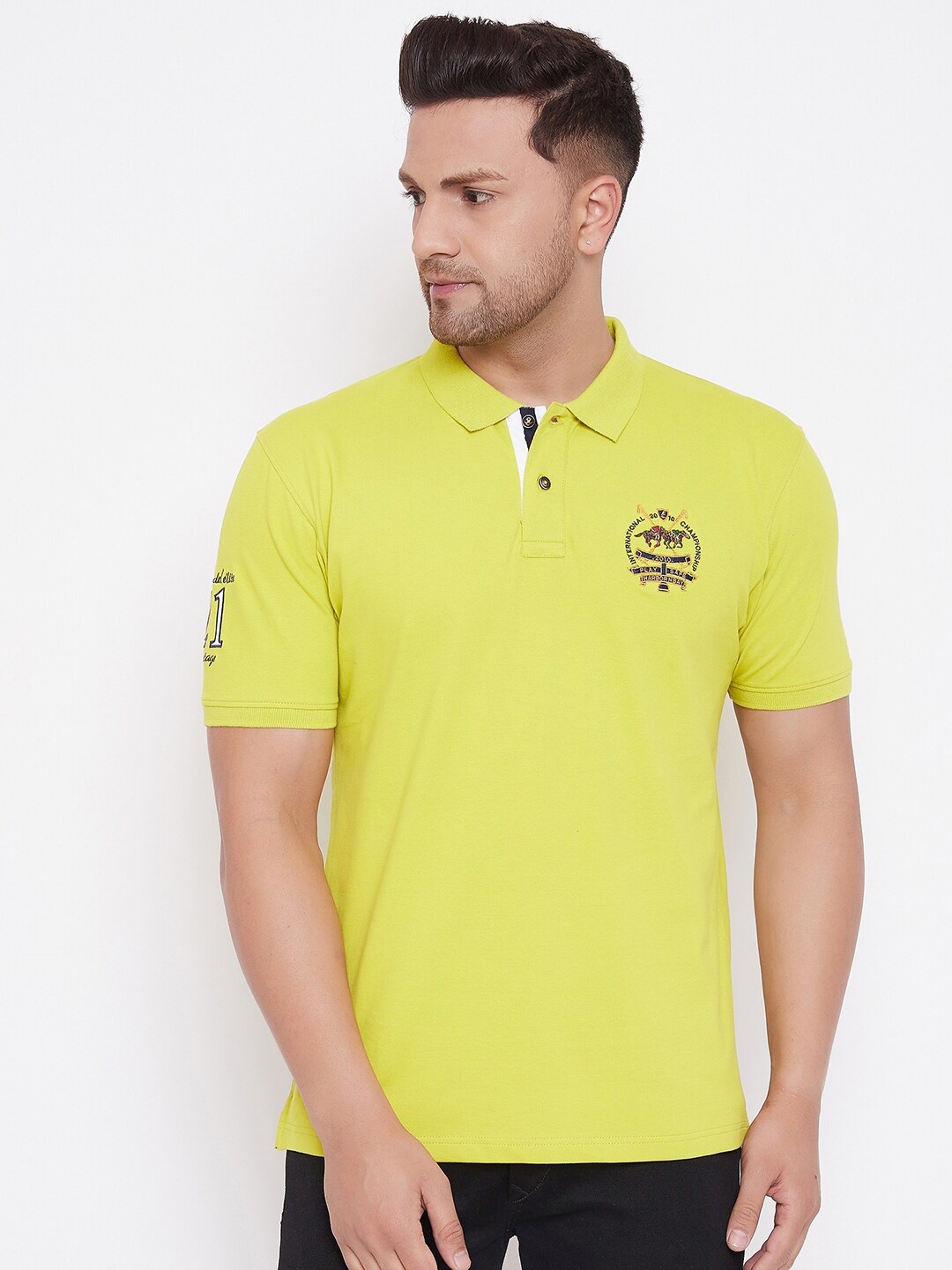 

HARBOR N BAY Men Green Polo Collar T-shirt