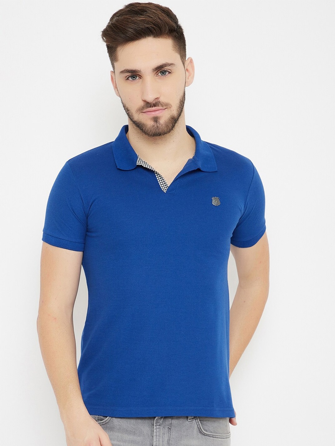 

HARBOR N BAY Men Blue Polo Collar T-shirt