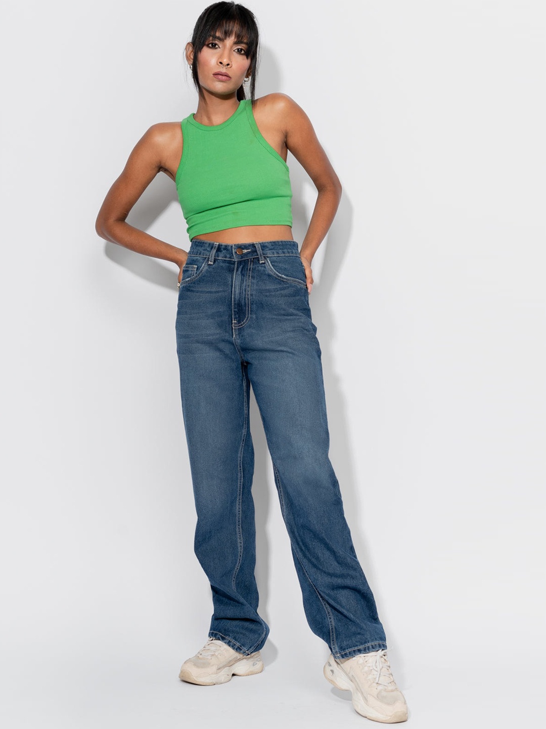 

FREAKINS Women Stunning Blue High-Rise Bootcut Fit Jeans
