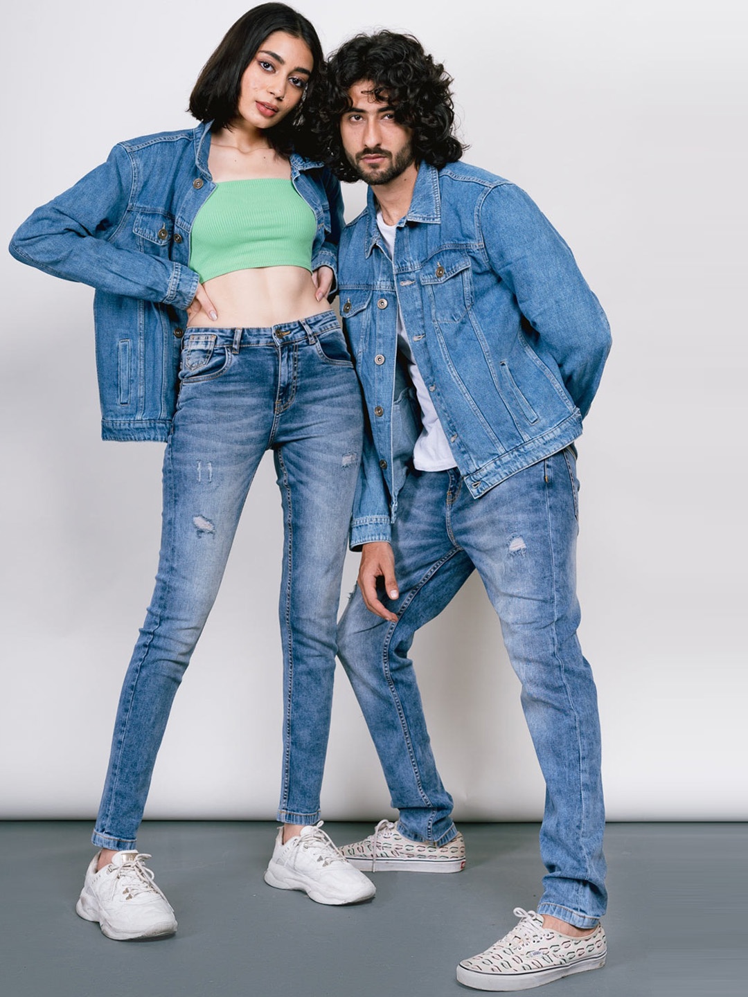 

FREAKINS Unisex Blue Slim Fit High-Rise Mildly Distressed Heavy Fade Jeans