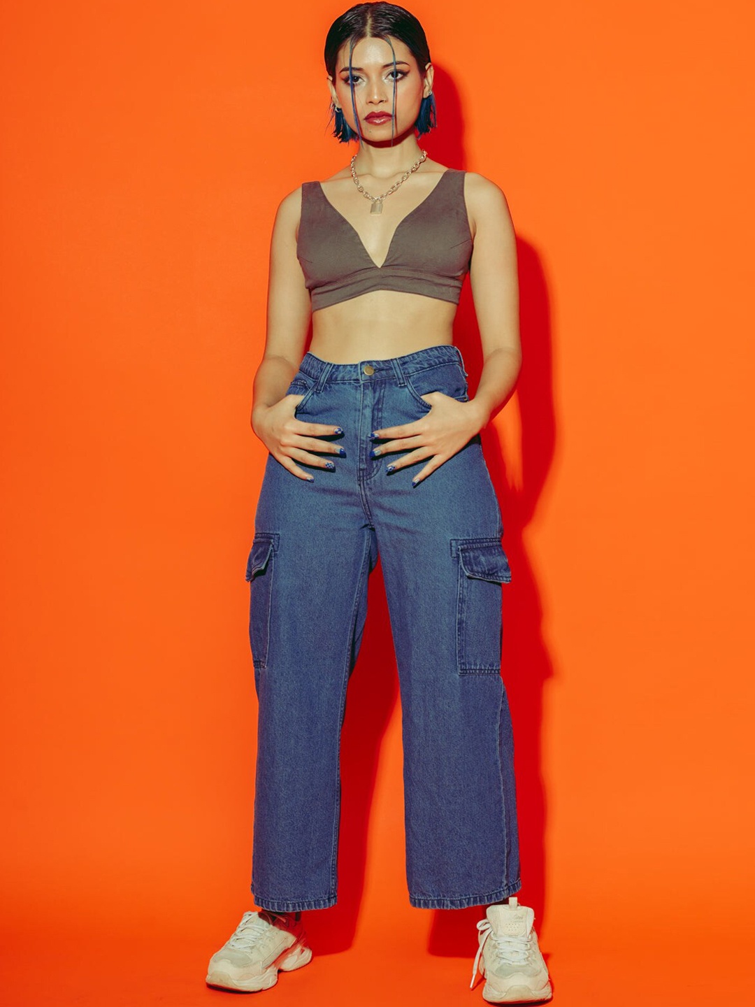 

FREAKINS Women Blue Wide Leg High-Rise Low Distress Light Fade Jeans