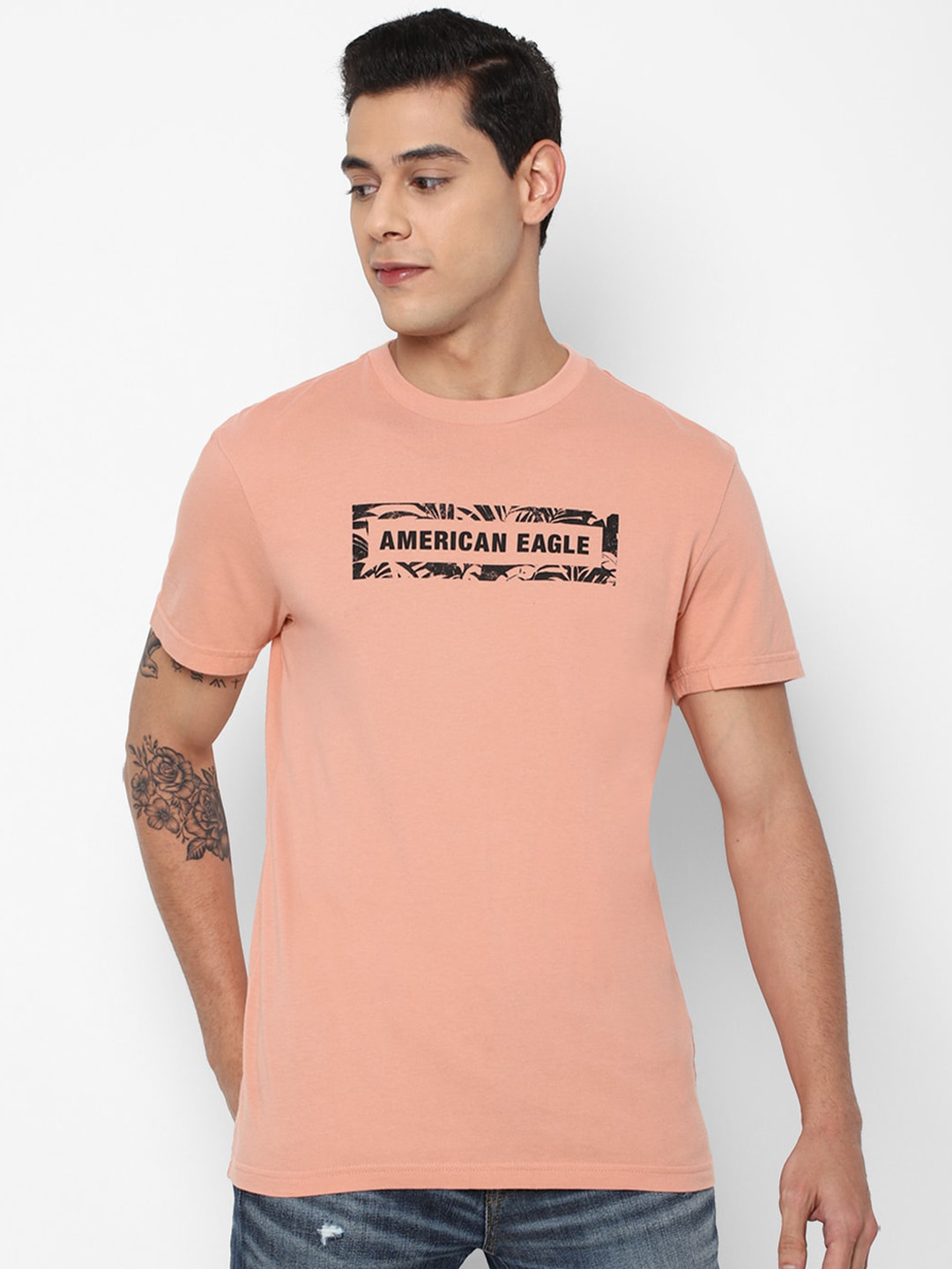 

AMERICAN EAGLE OUTFITTERS Men Orange Typography Printed T-shirt