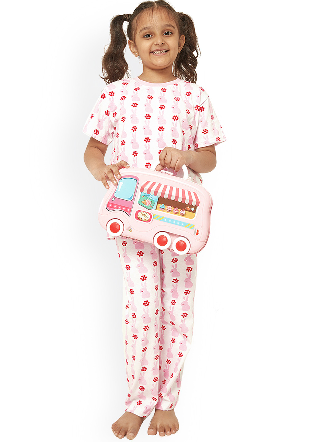 

frangipani Girls Blue & Pink Printed Pure Cotton Night suit