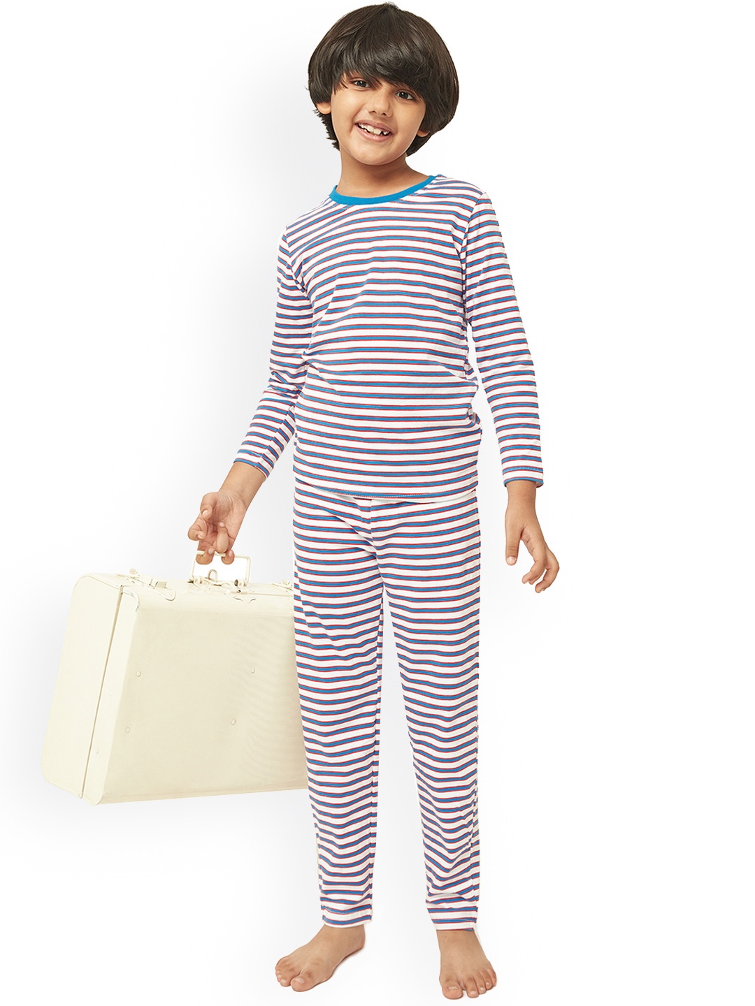 

frangipani Boys Blue & White Striped Pure Cotton Night Suit