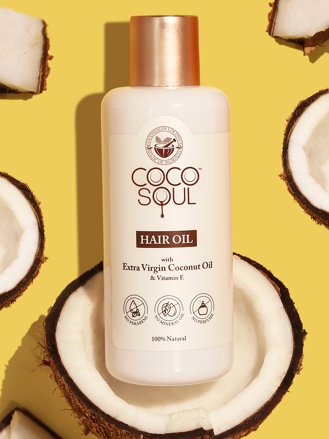 

Coco Soul Hair Oil with Extra Virgin Coconut Oil & Vitamin E For Healthy Hair Growth 200ml, White
