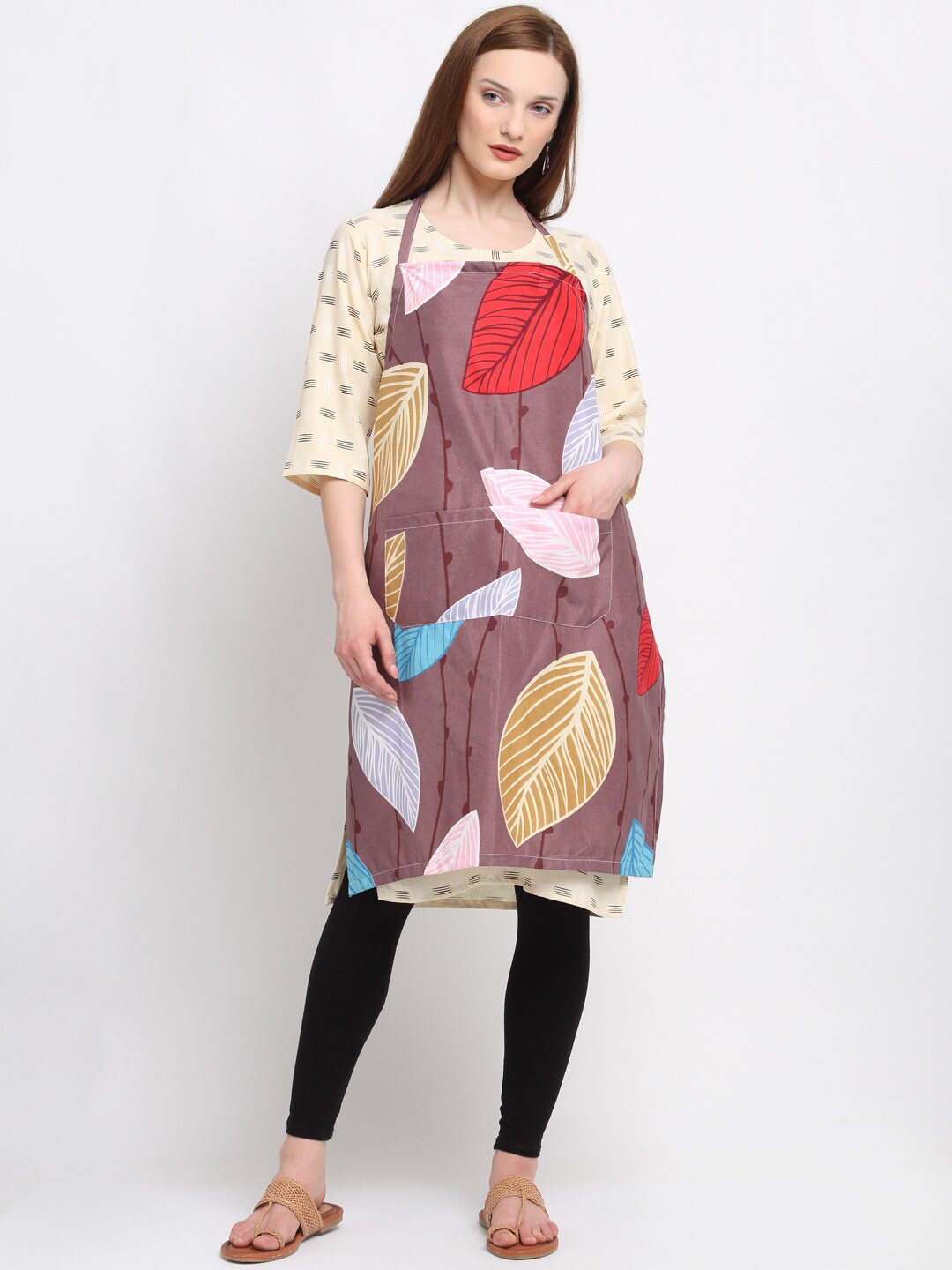 

KLOTTHE Brown & Red Printed 300 TC Apron