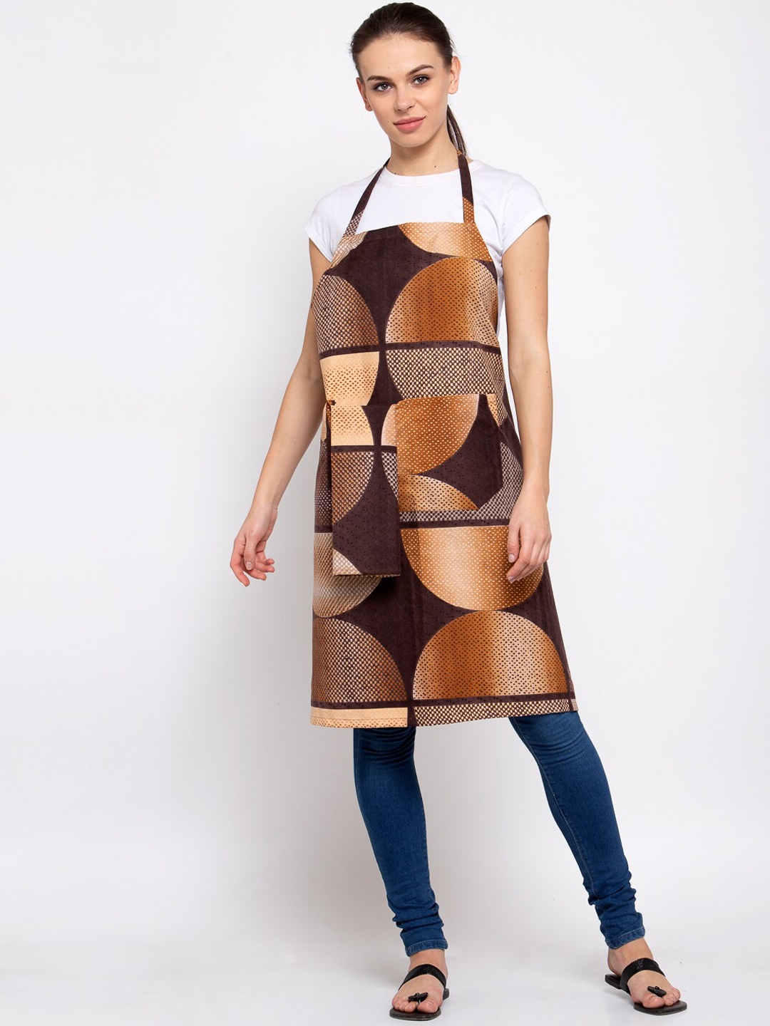 

KLOTTHE Brown Printed 300 TC Apron