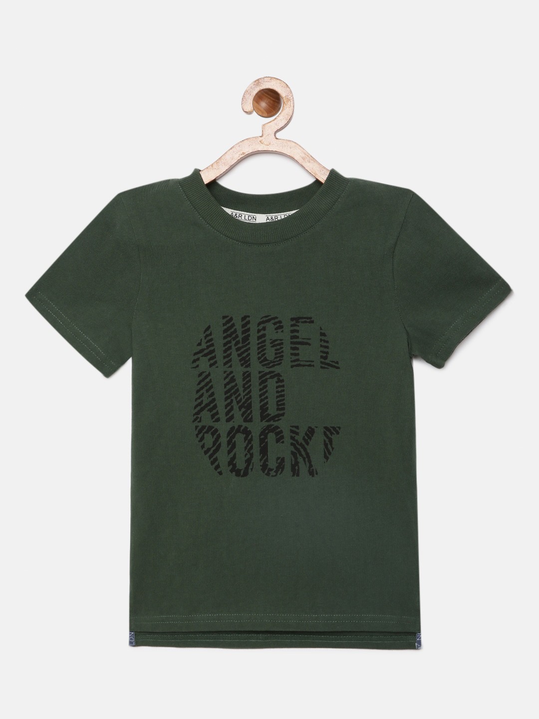 

Angel & Rocket Boys Green Typography Printed T-shirt