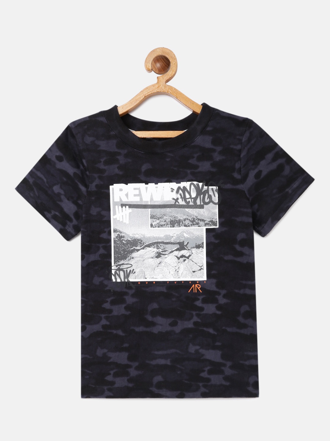 

Angel & Rocket Boys Blue Camouflage Printed Cotton T-shirt