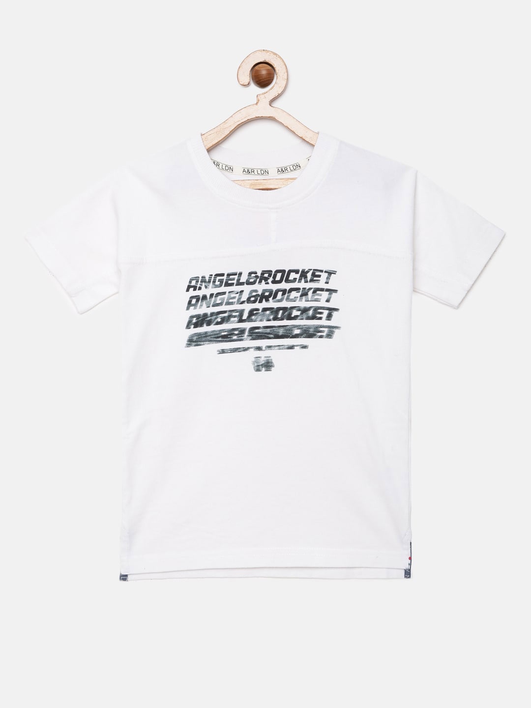 

Angel & Rocket Boys White Typography Printed T-shirt