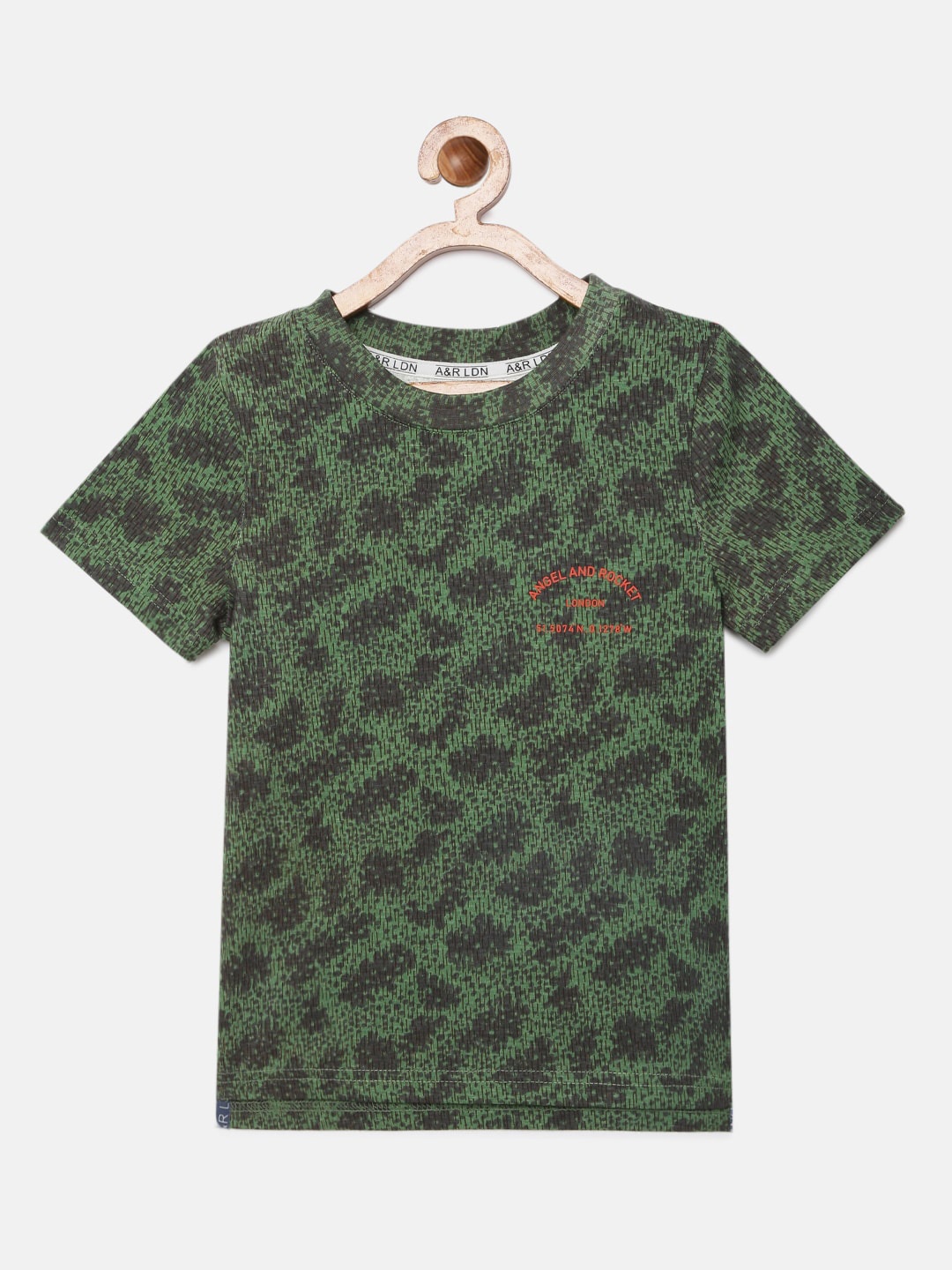 

Angel & Rocket Boys Green & Brown Printed T-shirt