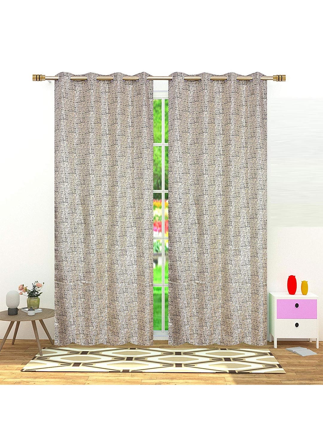 

Fresh From Loom Black & Grey Set of 2 Room Darkening Long Door Curtain