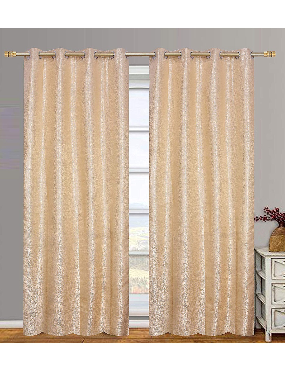

Fresh From Loom Cream-Coloured Set of 2 Room Darkening Door Curtain