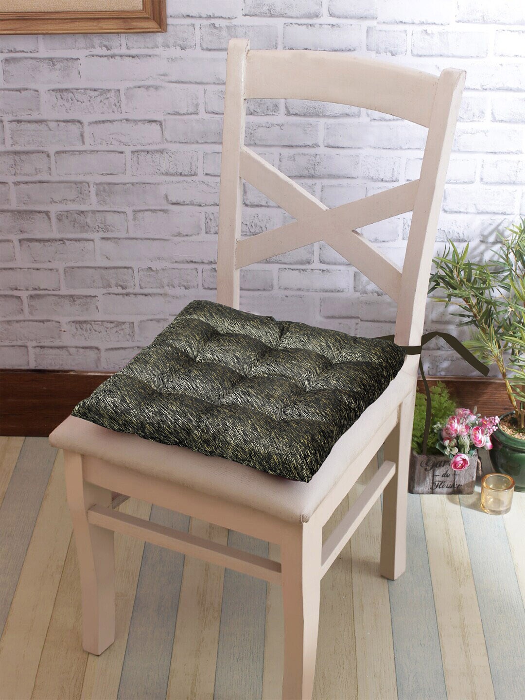 

KLOTTHE Set Of 6 Olive Green Solid Chair Pad Cushion Seats