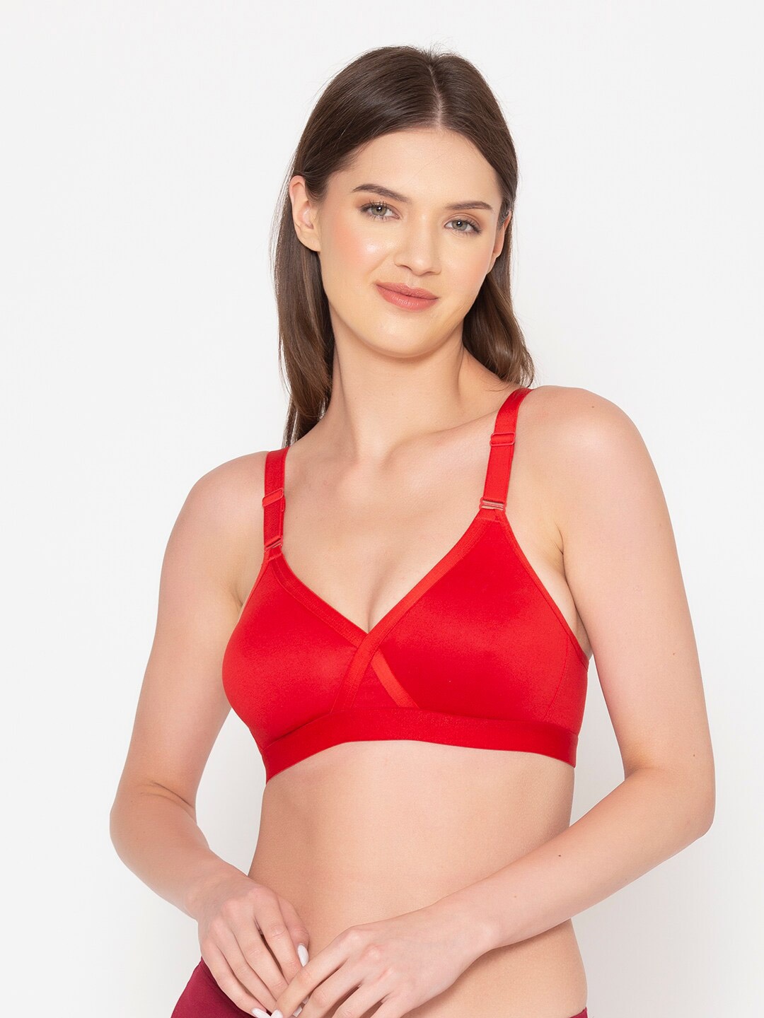 

GROVERSONS Woman Paris Beauty Non-Padded Non Wired Full Coverage Cotton Rich X Frame Bra, Red