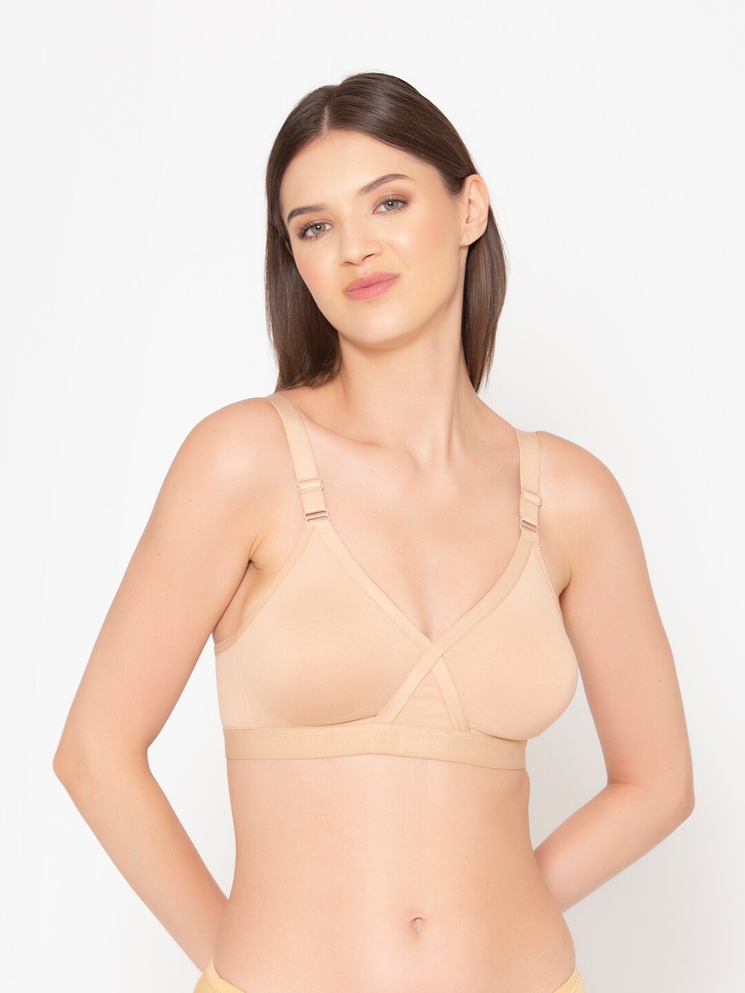 

GROVERSONS Woman Paris Beauty Non-Padded Non Wired Full Coverage Cotton Rich X Frame Bra, Nude