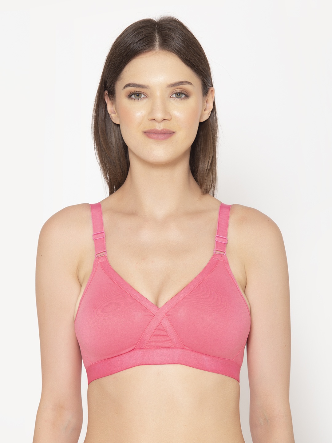 

GROVERSONS Woman Paris Beauty Non-Padded Non Wired Full Coverage Cotton Rich X Frame Bra, Pink