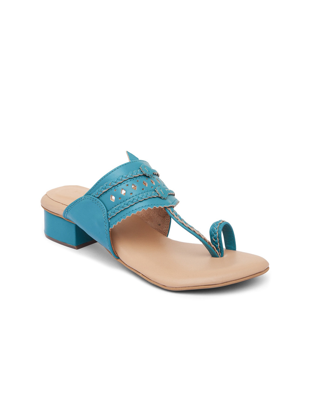 

BLUE BAKSA Blue Leather Block Sandals
