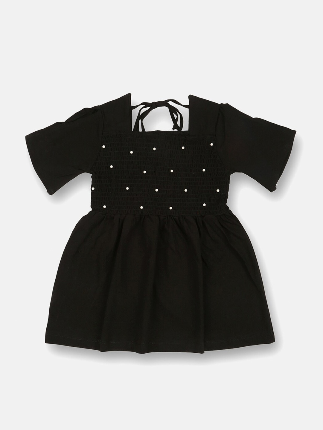 

V2 Value & Variety Girls Black Embellished Smocked Cotton Top