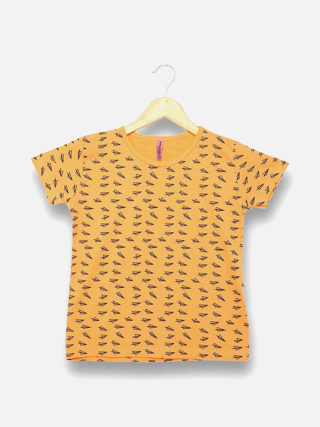 

V2 Value & Variety Girls Yellow & Black Printed Pure Cotton Top