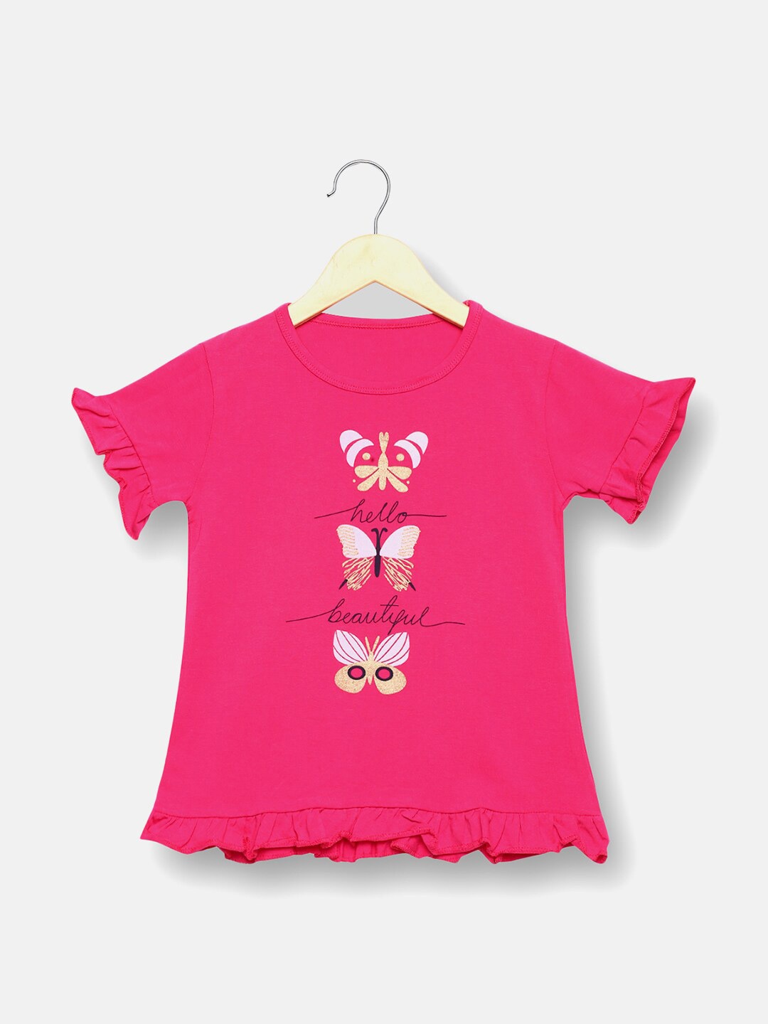 

V2 Value & Variety Girls Fuchsia Pink Printed Cotton Top
