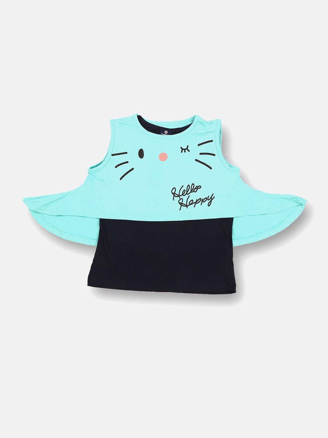 

V2 Value & Variety Kids Girls Green & Black Print Top