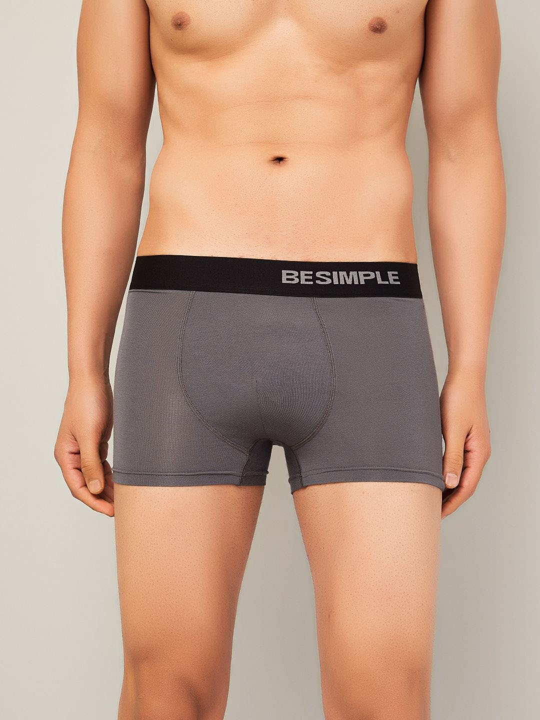 

BESIMPLE Men Grey Solid Snug Fit Trunk