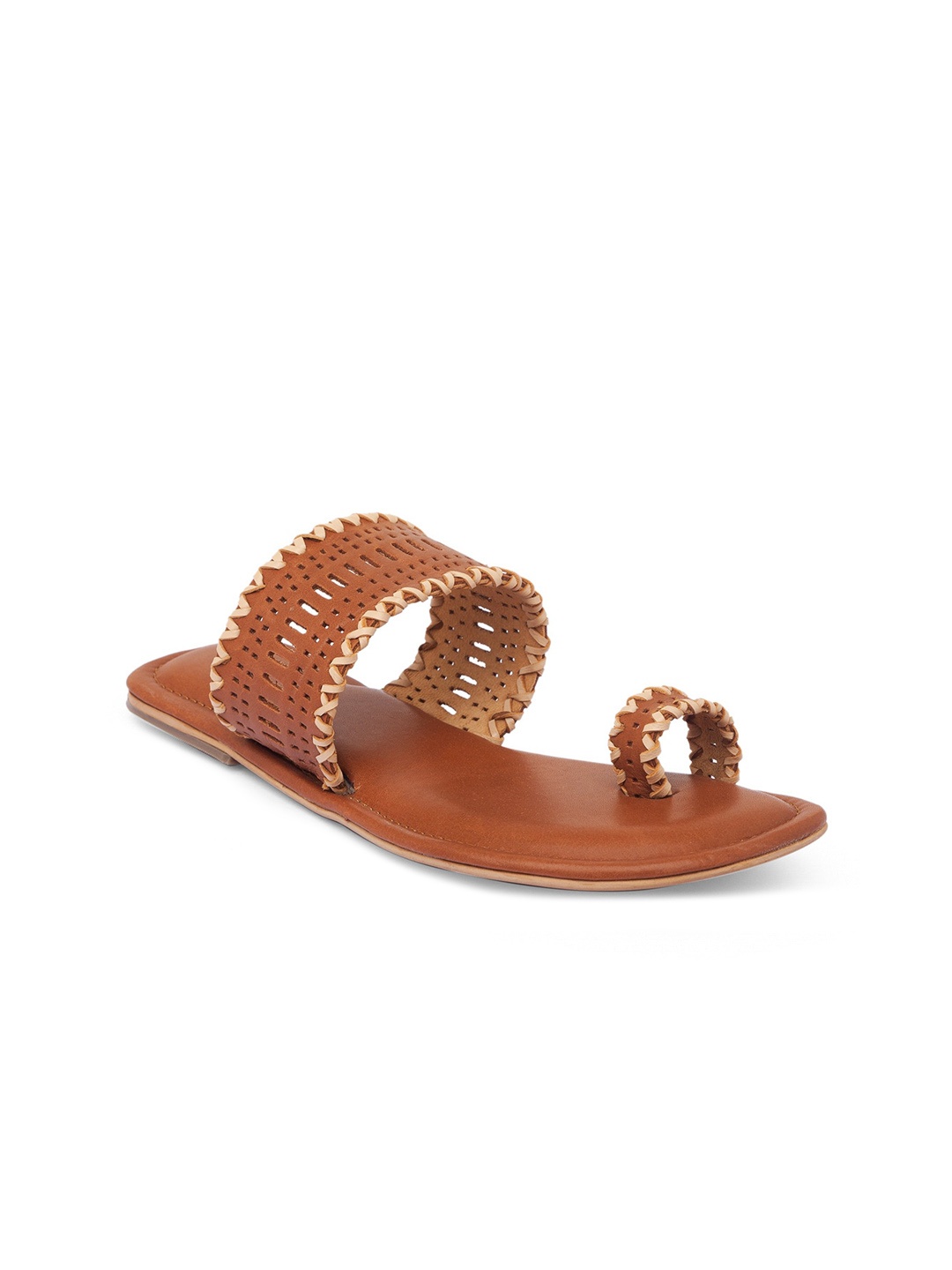 

BLUE BAKSA Women Tan One Toe Flats