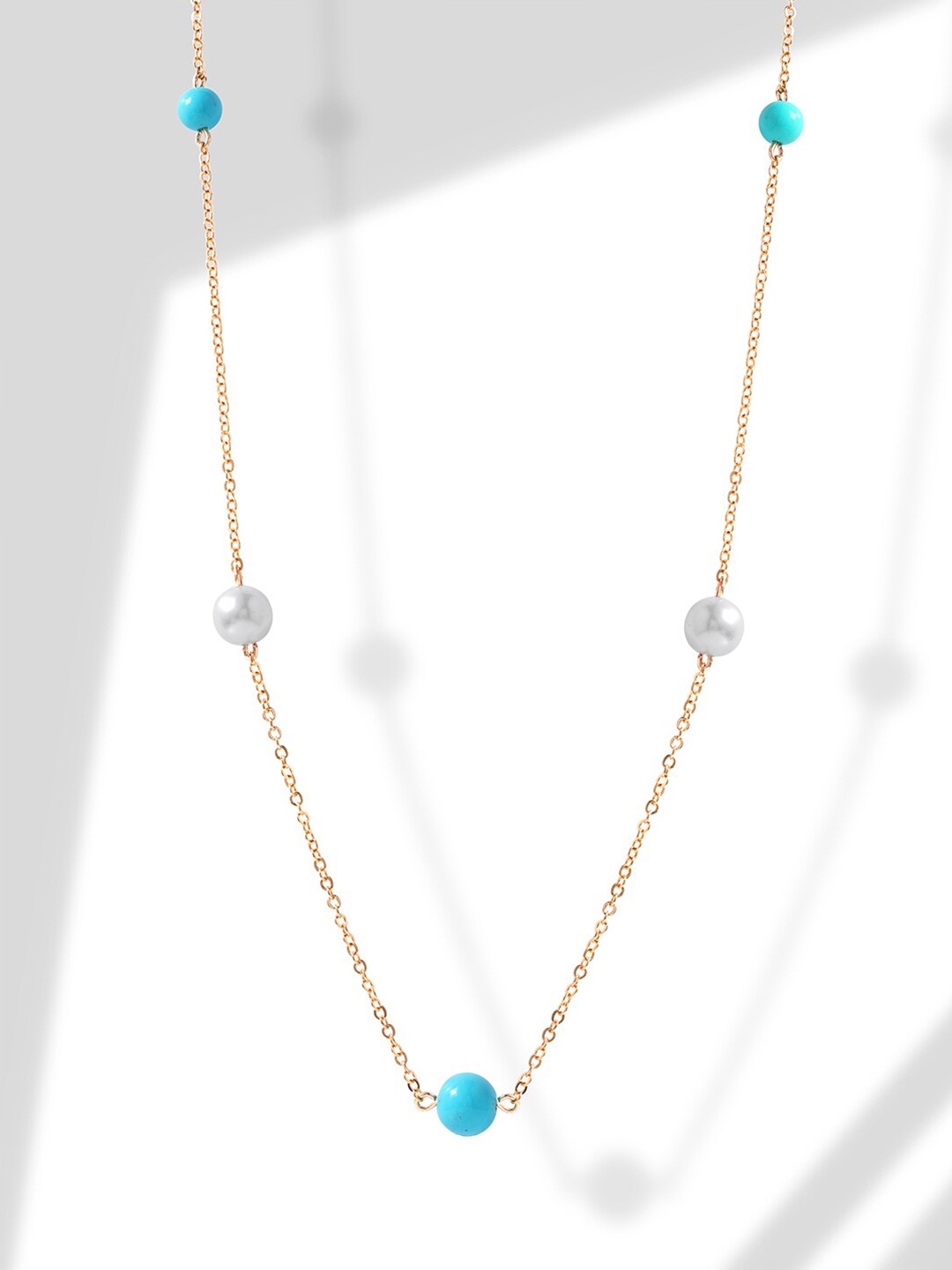 

MINUTIAE Rose Gold-Plated & Blue Beaded Brass Necklace