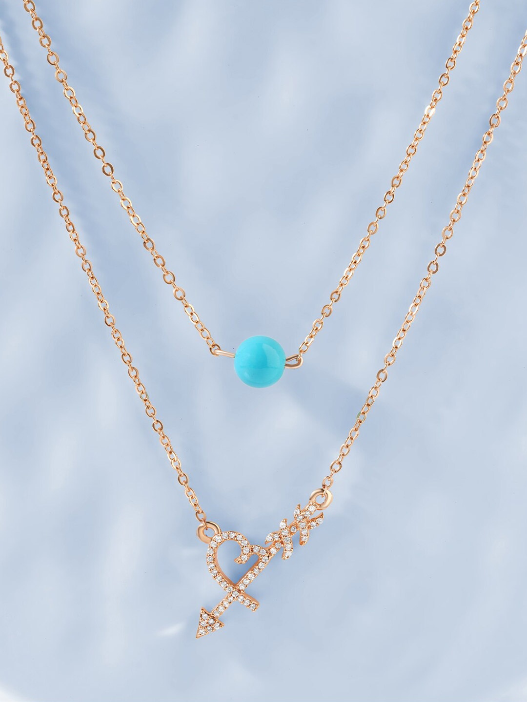 

MINUTIAE Rose Gold & Blue Brass Layered Necklace