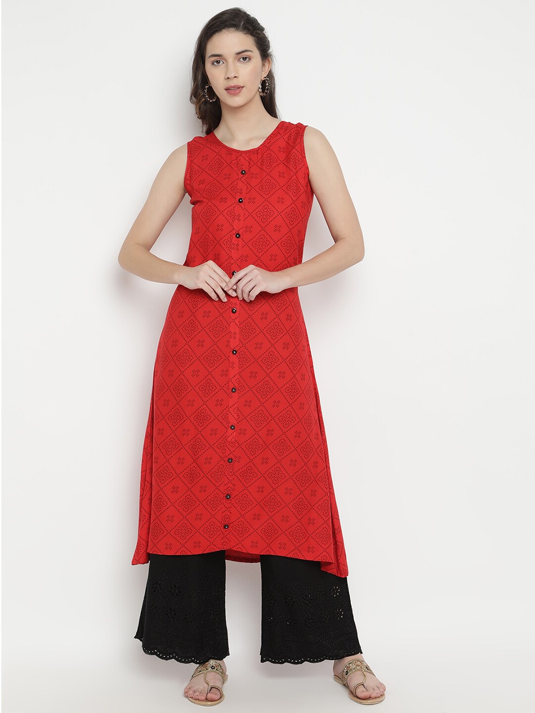 

V2 Value & Variety Women Red Ethnic Motifs Printed Kurta