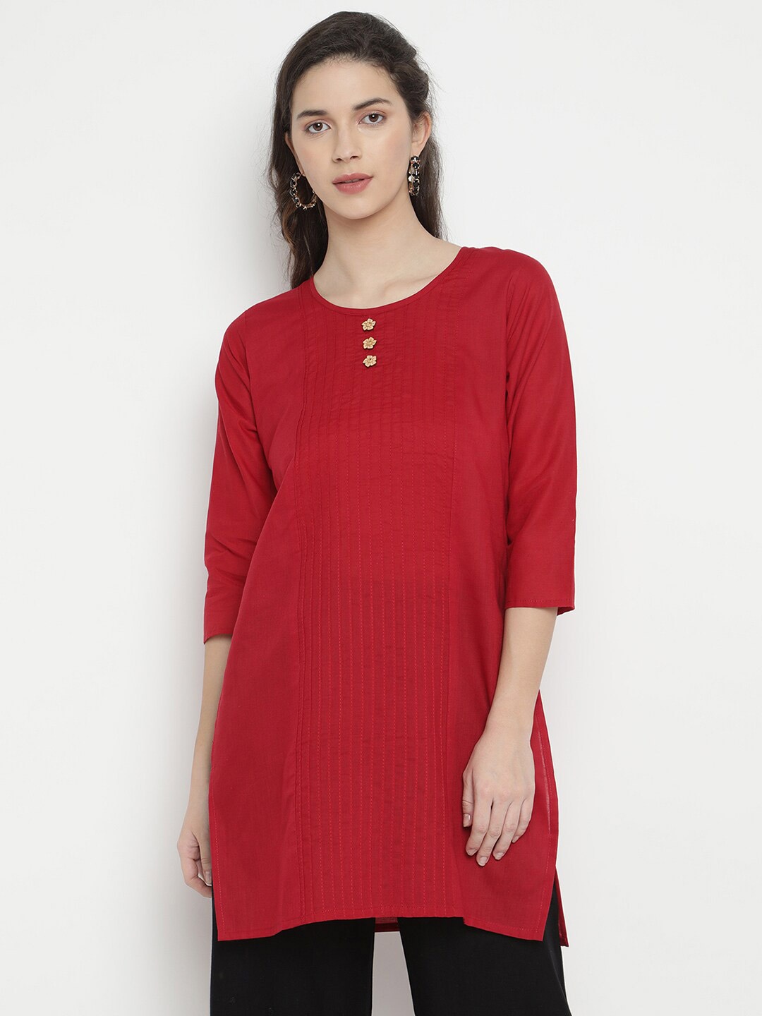 

V2 Value & Variety Maroon Solid Kurti