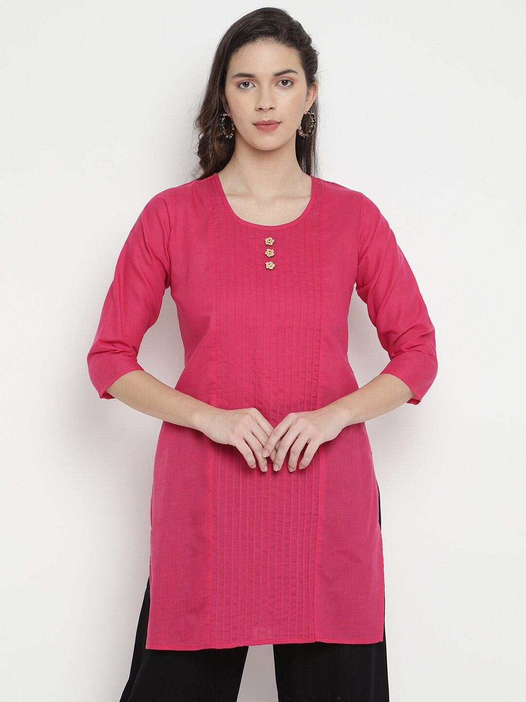 

V2 Value & Variety Pink Solid Straight Kurti